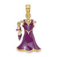 14K 3-D Moveable Enamel Purple Dress w/Shoe Charm-K7033
