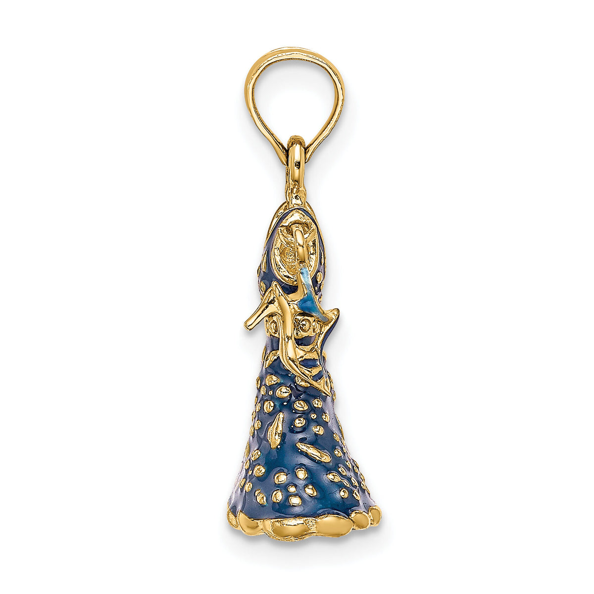 14K 3-D Moveable Enamel Blue Floral Dress w/ Shoe Charm-K7034