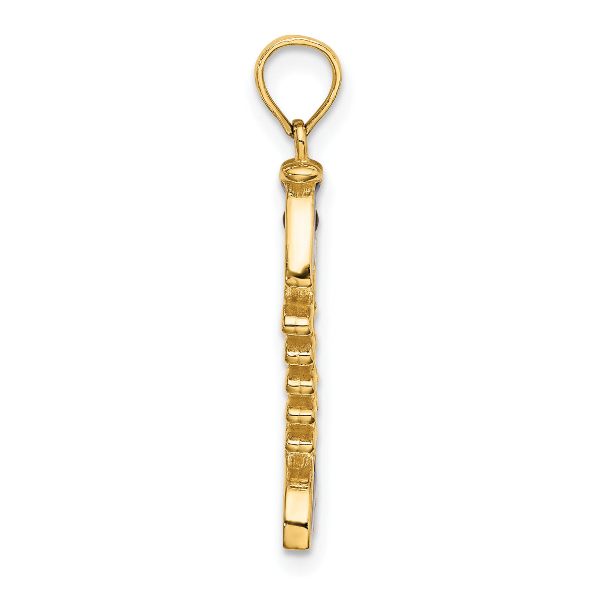 14k 3D  Blue Enamel Fish Bone Charm-K7042