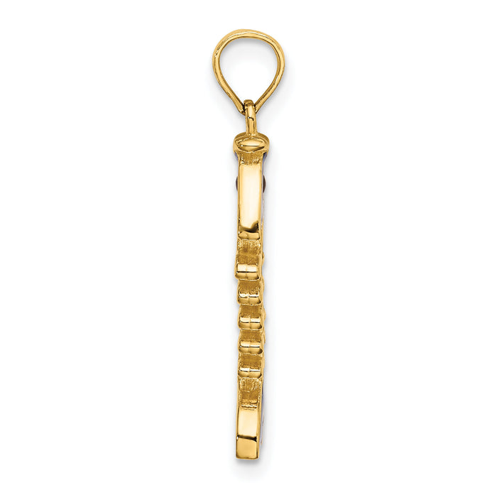 14k 3D  Blue Enamel Fish Bone Charm-K7042