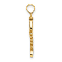 14k 3D  Green Enamel Fish Bone Charm-K7043