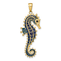 14K  3D Enameled Seahorse Pendant-K7044