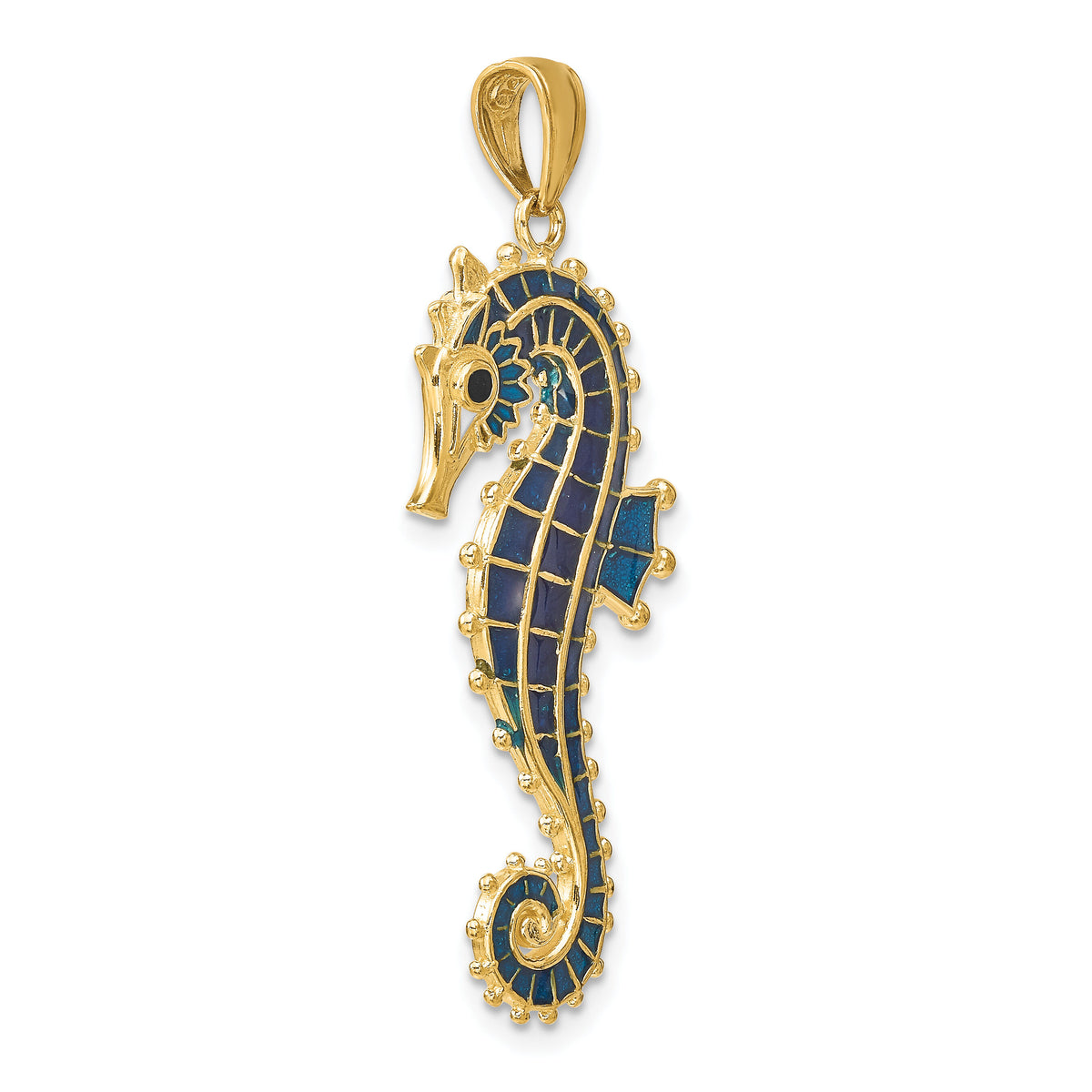 14K  3D Enameled Seahorse Pendant-K7044