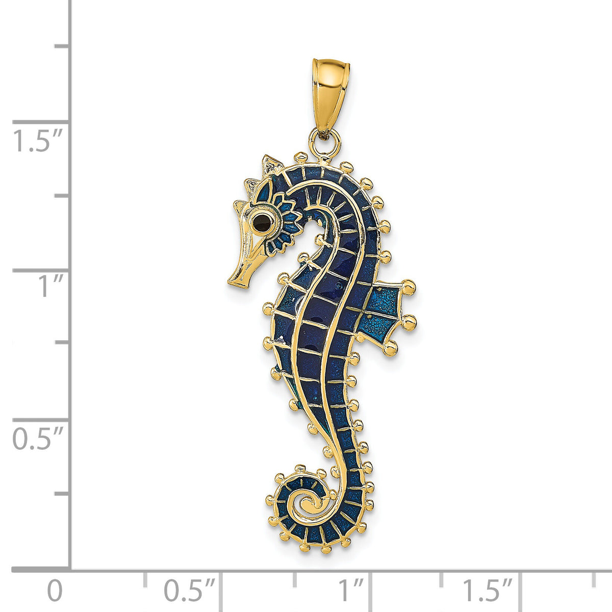 14K  3D Enameled Seahorse Pendant-K7044
