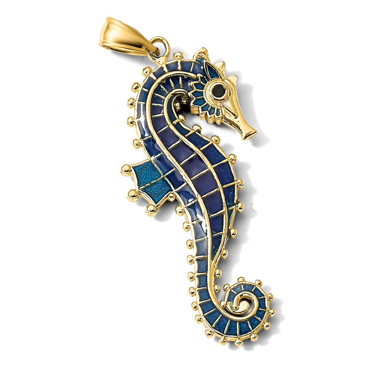 14K  3D Enameled Seahorse Pendant-K7044