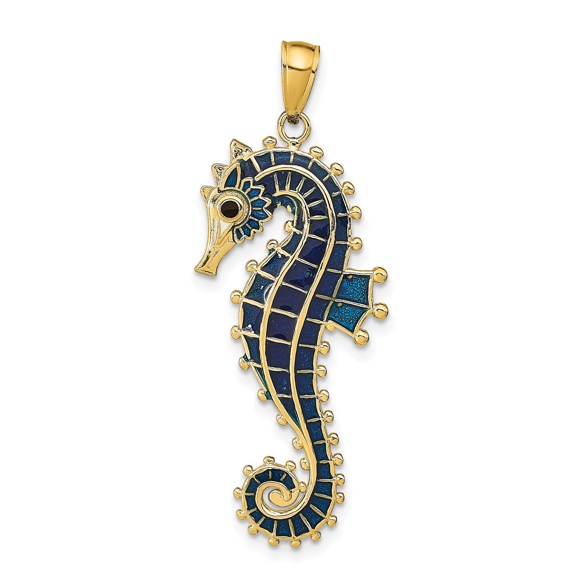 14K  3D Enameled Seahorse Pendant-K7044