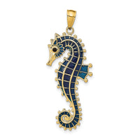 14K  3D Enameled Seahorse Pendant-K7044