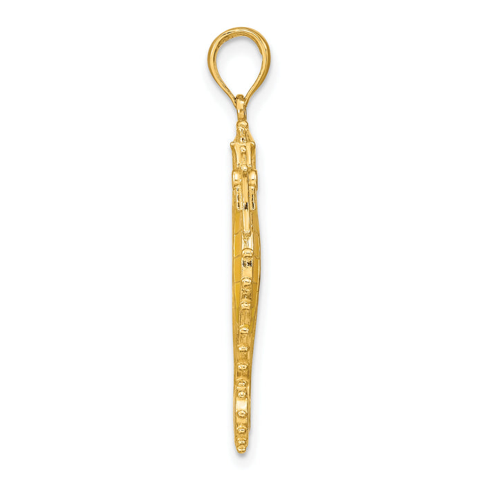 14K 3-D Yellow Enamel Seahorse Charm-K7046