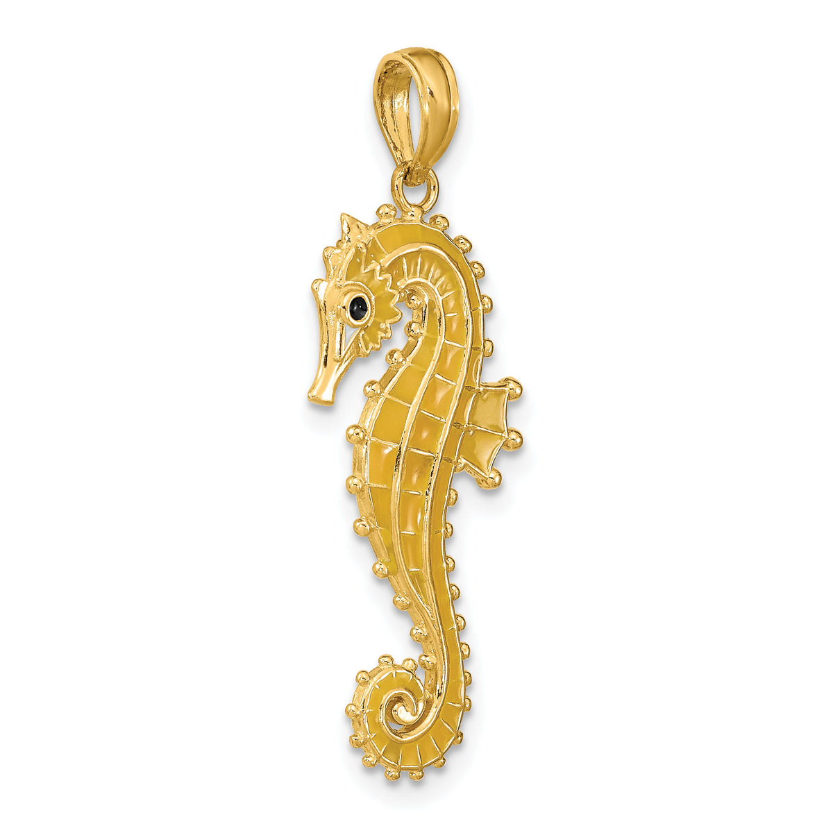 14K 3-D Yellow Enamel Seahorse Charm-K7046