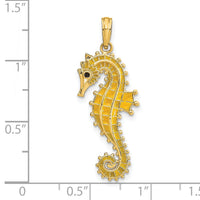 14K 3-D Yellow Enamel Seahorse Charm-K7046