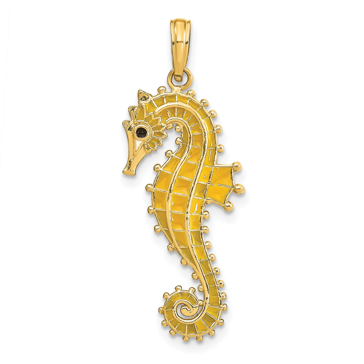 14K 3-D Yellow Enamel Seahorse Charm-K7046