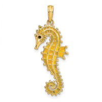 14K 3-D Yellow Enamel Seahorse Charm-K7046