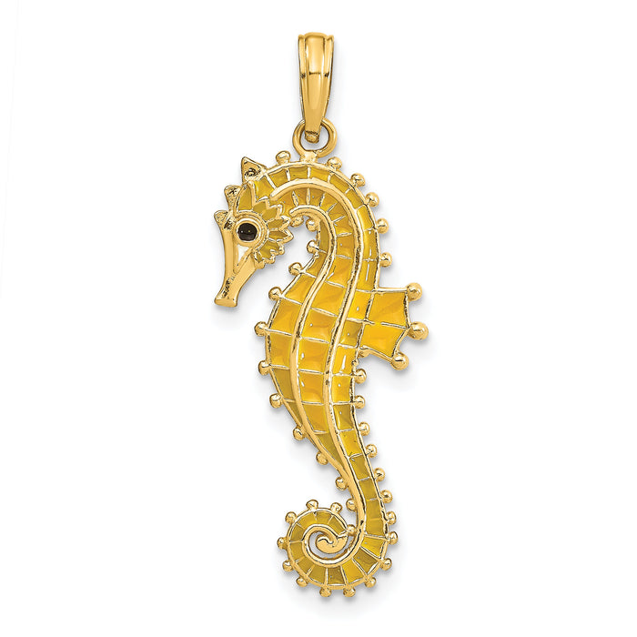 14K 3-D Yellow Enamel Seahorse Charm-K7046