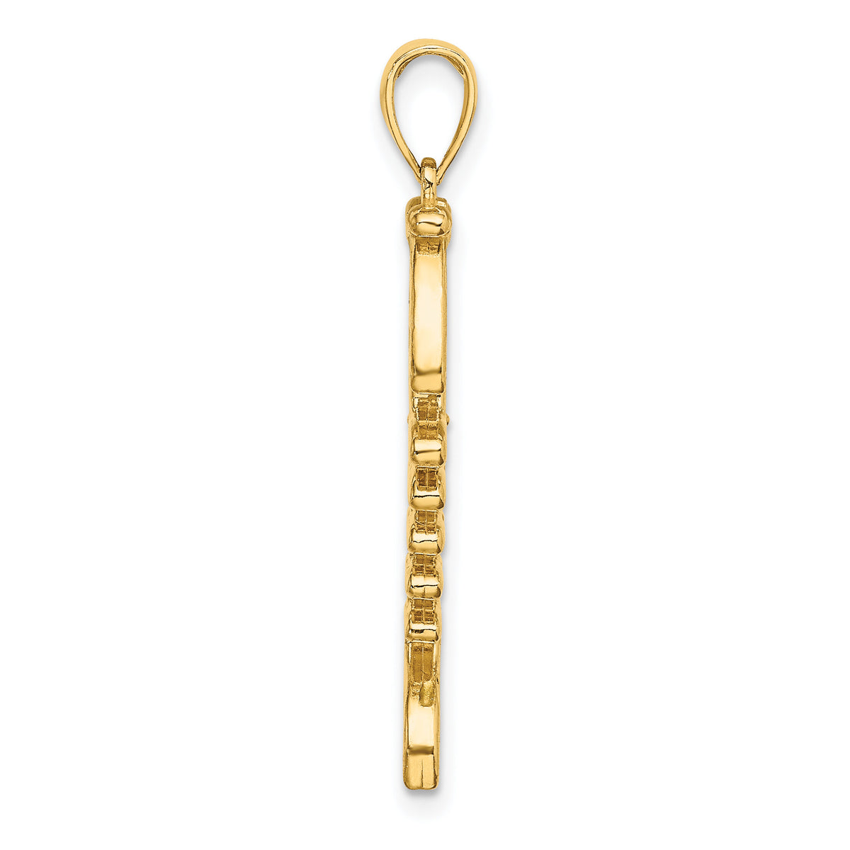 14k 3D  Green Enamel Fish Bone Charm-K7049