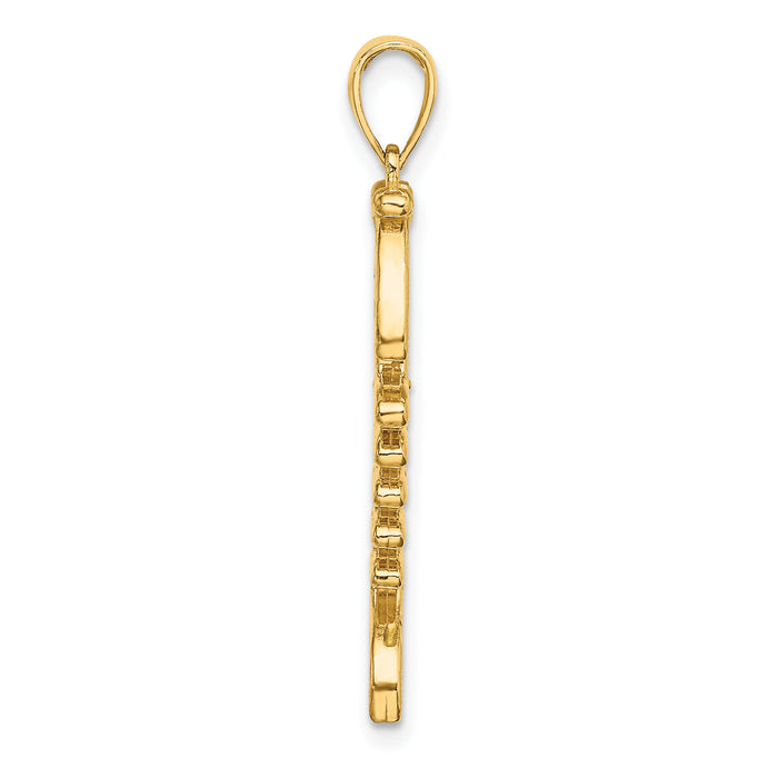 14k 3D  Green Enamel Fish Bone Charm-K7049