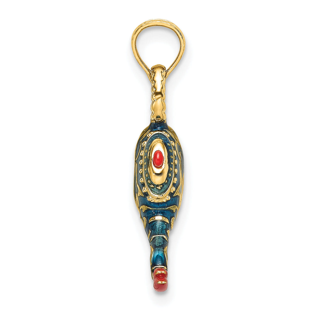 14K w/ Enamel 3-D Textured Blue Genie Lamp Charm-K7050