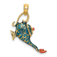 14K w/ Enamel 3-D Textured Blue Genie Lamp Charm-K7050