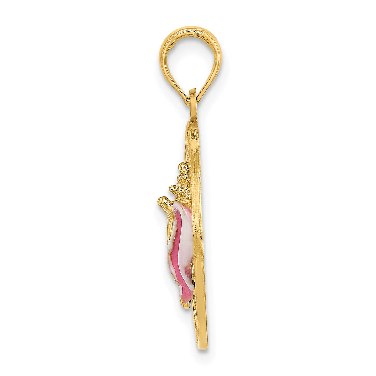 14K Enamel Conch Shell w/ KEY WEST Circle Charm-K7052