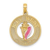 14K Enamel Conch Shell w/ KEY WEST Circle Charm-K7052