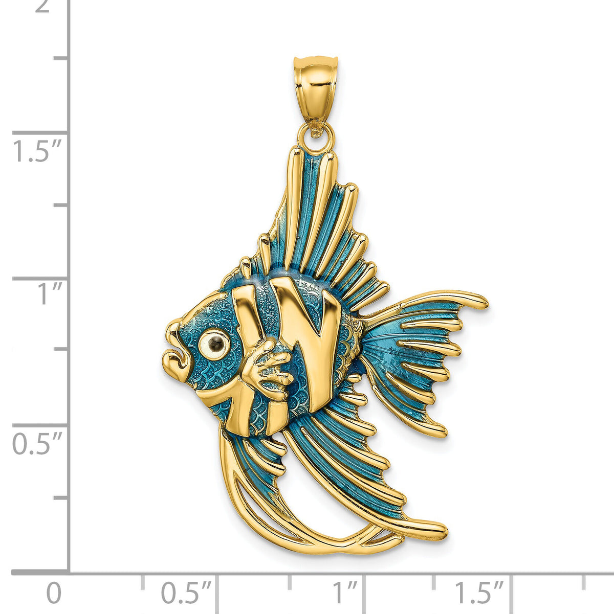 14K w/ Blue Enamel ANGELFISH Charm-K7053