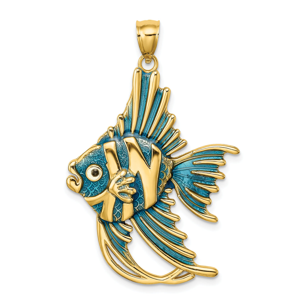 14K w/ Blue Enamel ANGELFISH Charm-K7053