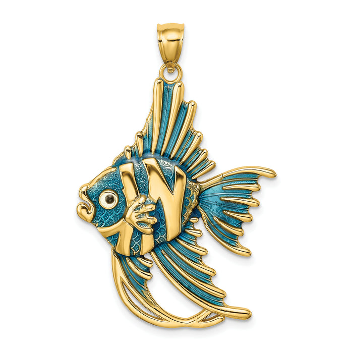 14K w/ Blue Enamel ANGELFISH Charm-K7053