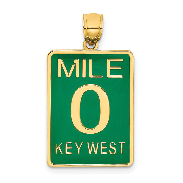 14K Enamel Mile Marker 0/ KEY WEST Charm-K7054