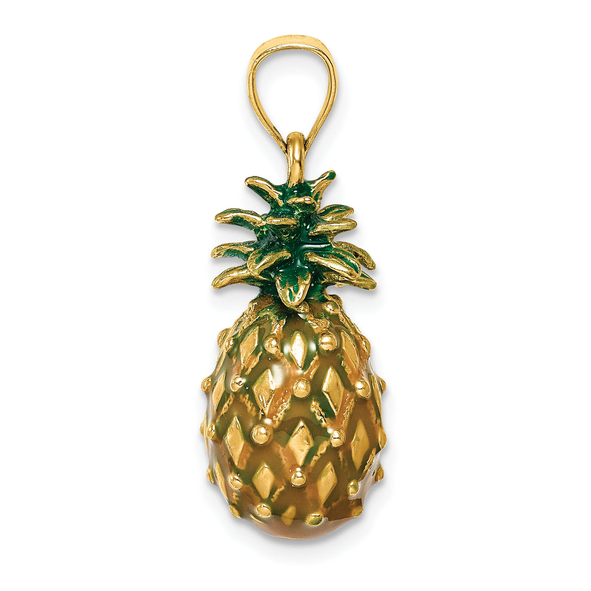 14K Enamel and Polished 3-D Pineapple Charm-K7062