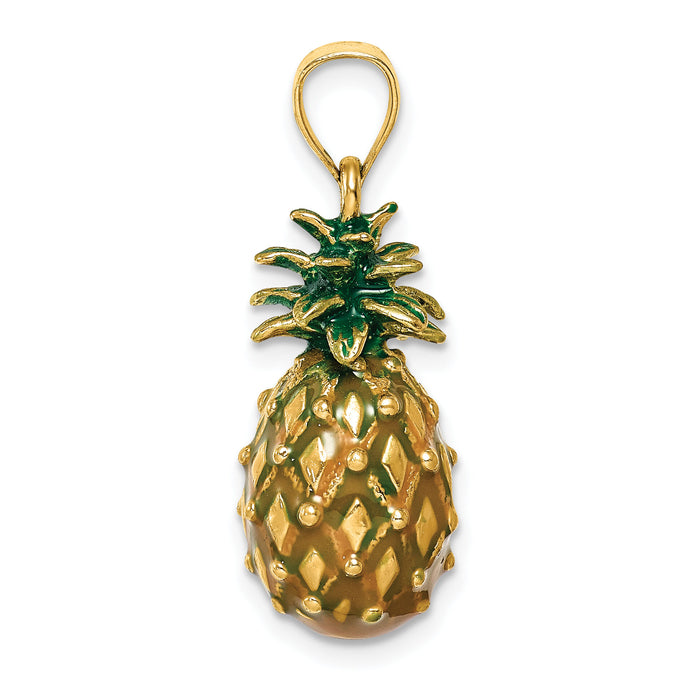 14K Enamel and Polished 3-D Pineapple Charm-K7062