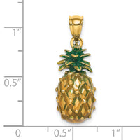 14K Enamel and Polished 3-D Pineapple Charm-K7062