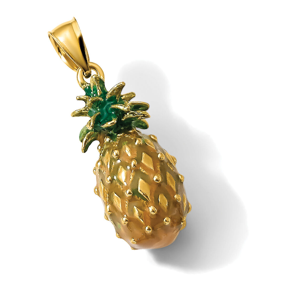 14K Enamel and Polished 3-D Pineapple Charm-K7062