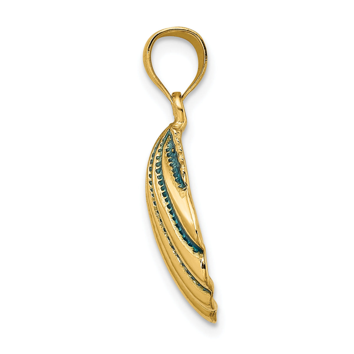 14K Blue Enamel Scallop Shell Charm-K7064