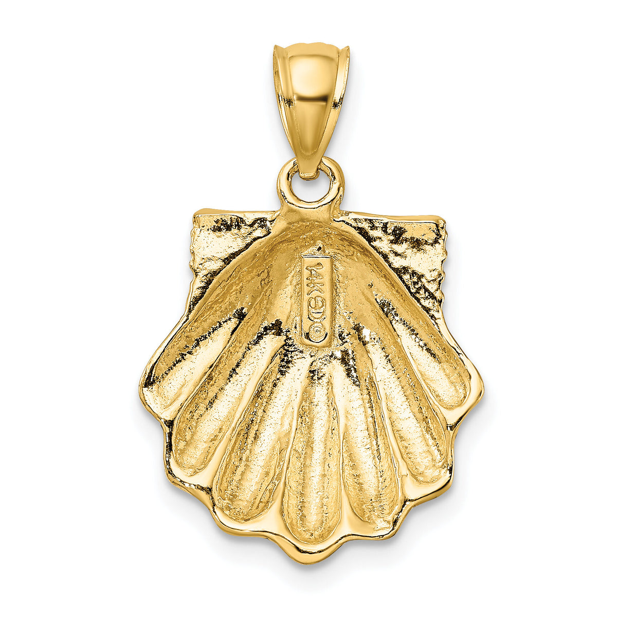 14K Blue Enamel Scallop Shell Charm-K7064