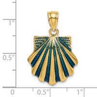 14K Blue Enamel Scallop Shell Charm-K7064
