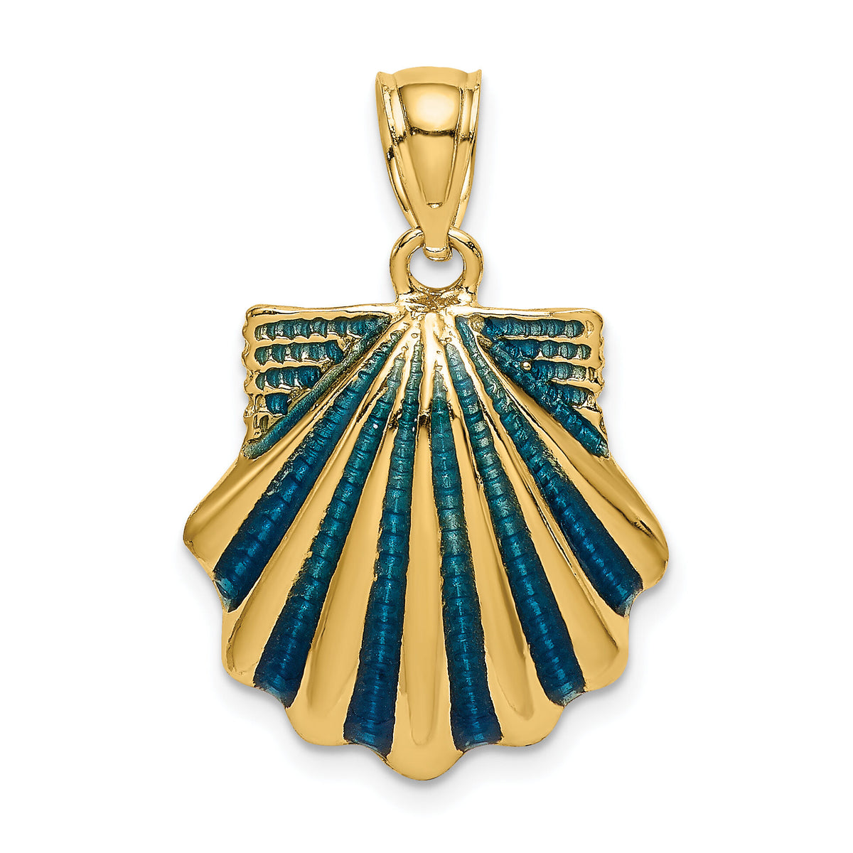 14K Blue Enamel Scallop Shell Charm-K7064