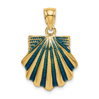 14K Blue Enamel Scallop Shell Charm-K7064
