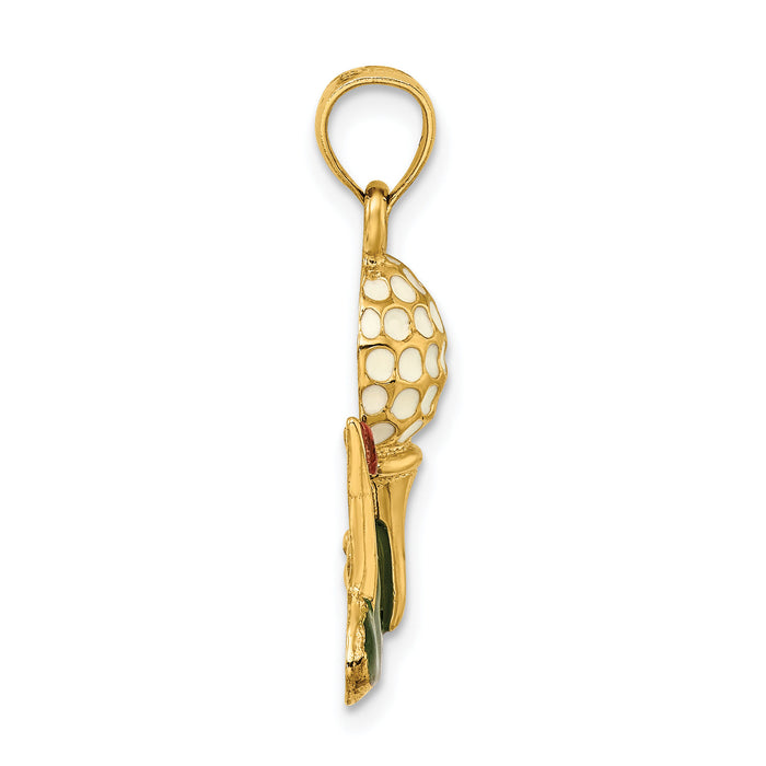 14K W/ Enamel and 2-D Golf Ball Charm-K7065