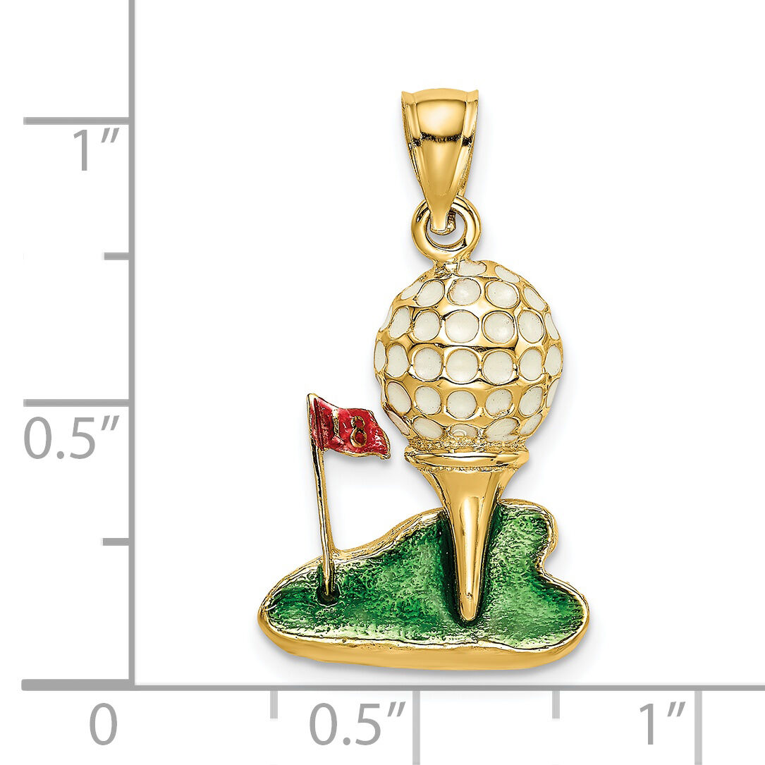 14K W/ Enamel and 2-D Golf Ball Charm-K7065