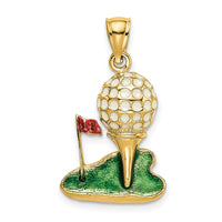 14K W/ Enamel and 2-D Golf Ball Charm-K7065