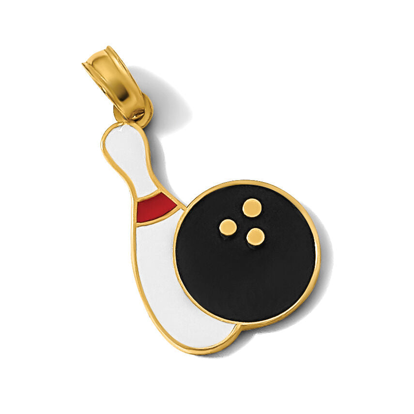 14K Enamel Bowling Ball and Pin Charm-K7066