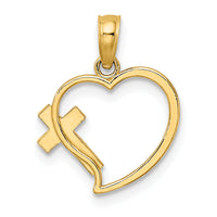 14K Enamel Cross and Heart Charm-K7069