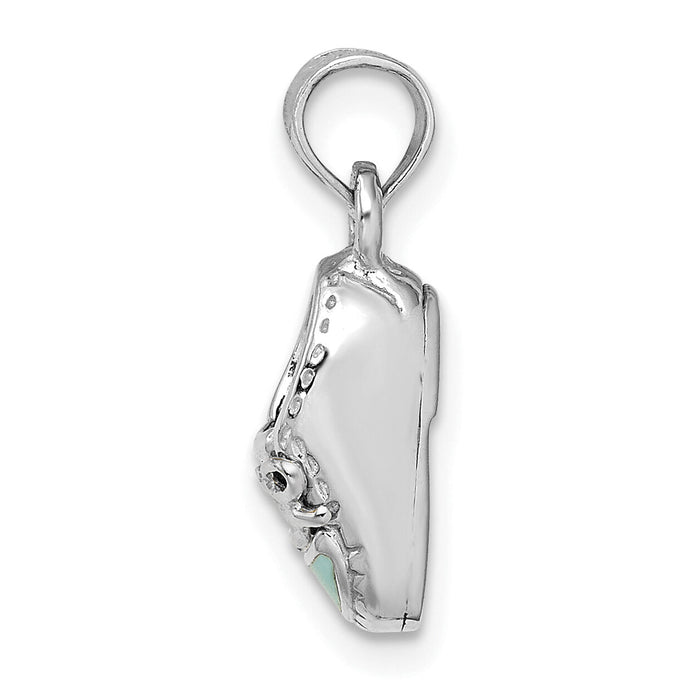 14K White Gold 3-D Light Blue Enamel Baby Shoe Charm-K7074W
