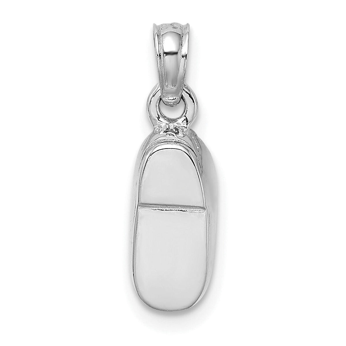 14K White Gold 3-D Light Blue Enamel Baby Shoe Charm-K7074W