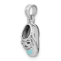 14K White Gold 3-D Light Blue Enamel Baby Shoe Charm-K7074W