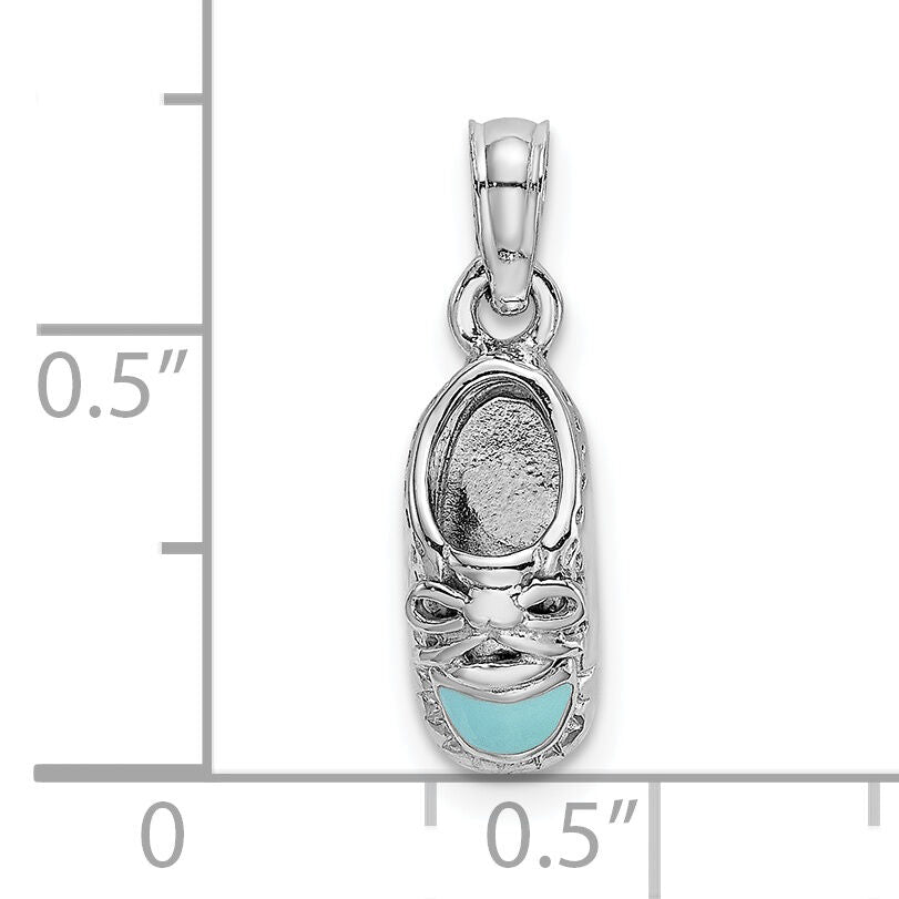14K White Gold 3-D Light Blue Enamel Baby Shoe Charm-K7074W