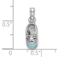 14K White Gold 3-D Light Blue Enamel Baby Shoe Charm-K7074W