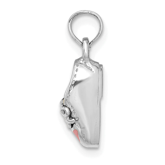 14K White Gold 3-D Pink Enamel Baby Shoe Charm-K7075W