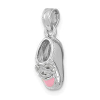 14K White Gold 3-D Pink Enamel Baby Shoe Charm-K7075W