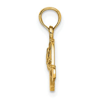 14K Polished 2-D Red Enamel Hat Charm-K7076