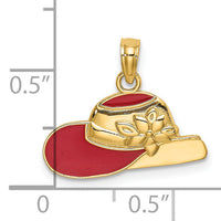 14K Polished 2-D Red Enamel Hat Charm-K7076